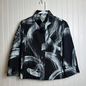 Eccoci Black Silver 3/4 Sleeve Blazer Jacket D29